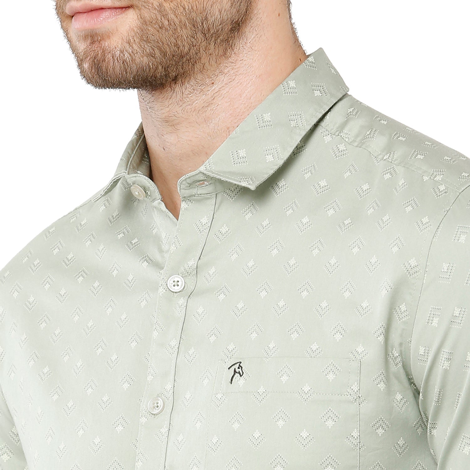Classic Polo Bro Mens 100% Cotton Printed Full Sleeve Slim Fit Polo Neck Grey Color Woven Shirt (SBN1-34 B-FS-PRT-BSL) Classic Polo 