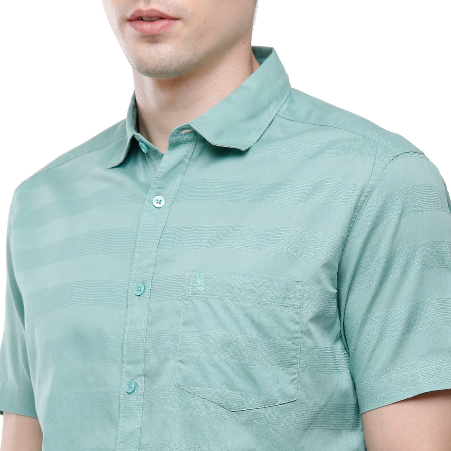 Swiss Club Mens 100% Cotton Solid Half Sleeve Woven Shirt - Green (S-SC-74 A-HS-SLD-SF) Shirts Swiss club 