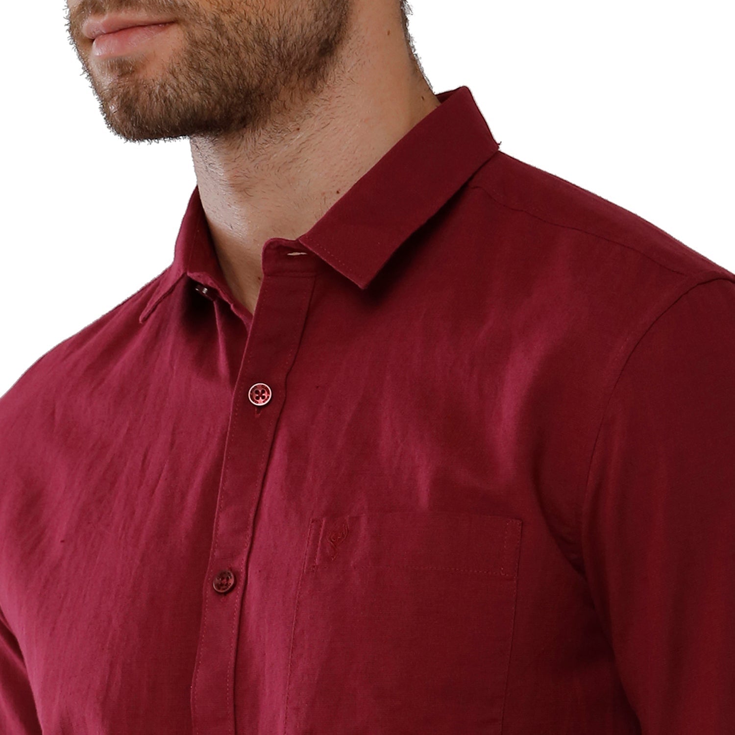 Classic Polo Mens 100% Cotton Solid Milano Fit Maroon Color Woven Shirt - Mica Maroon FS Classic Polo 