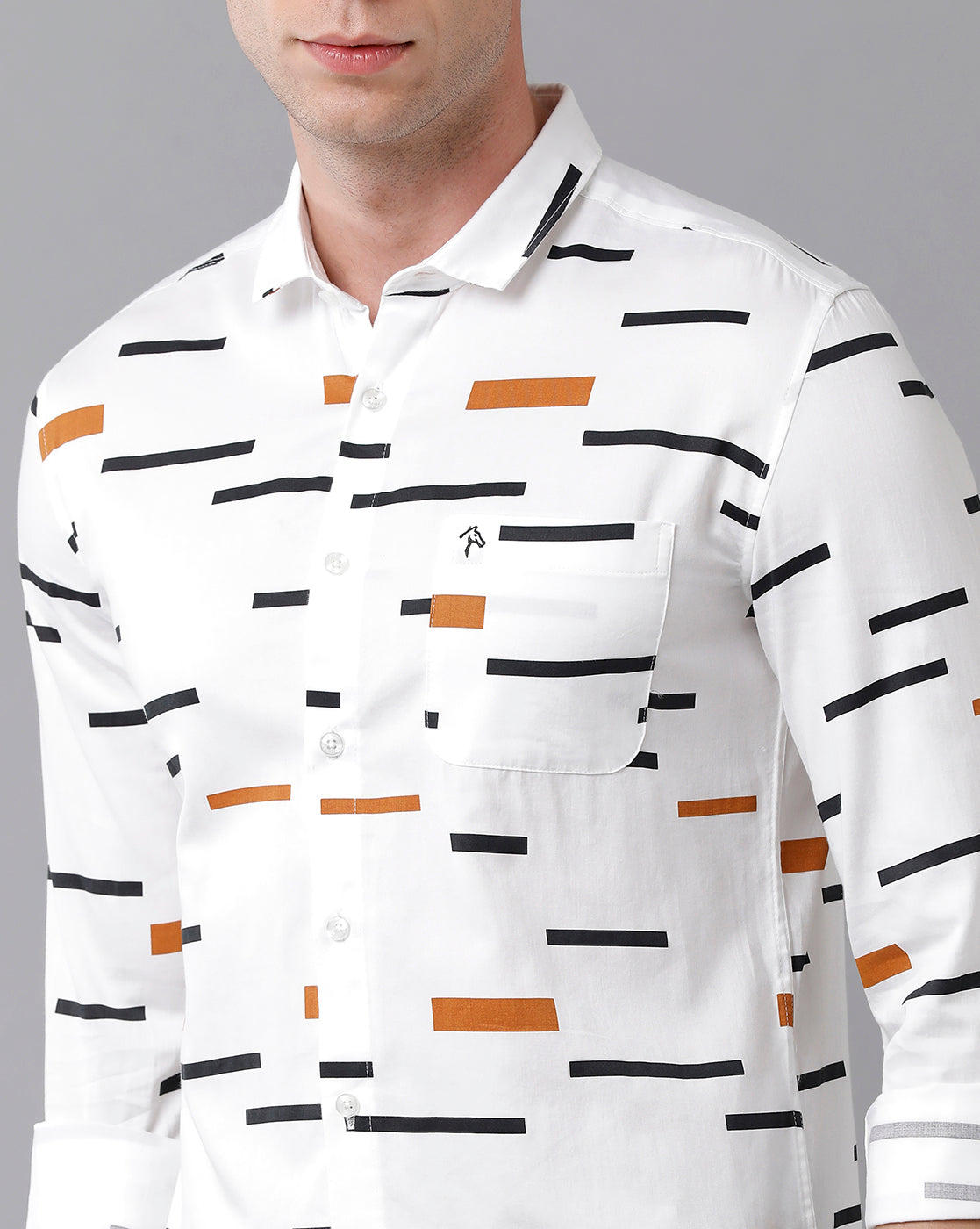 CP BRO Men's Cotton Printed Full Sleeve Slim Fit Polo Neck Multicolor Woven Shirt | Sbn2-13 A