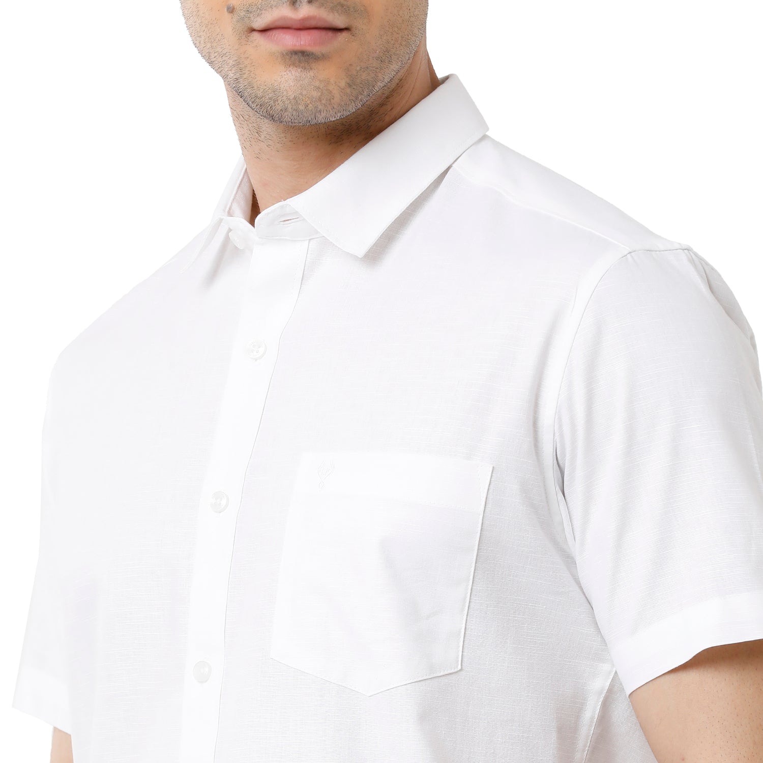 Classic Polo Mens 100% Cotton Solid Slim Fit Half Sleeve White Color Shirt - White-01 Shirts Classic Polo 