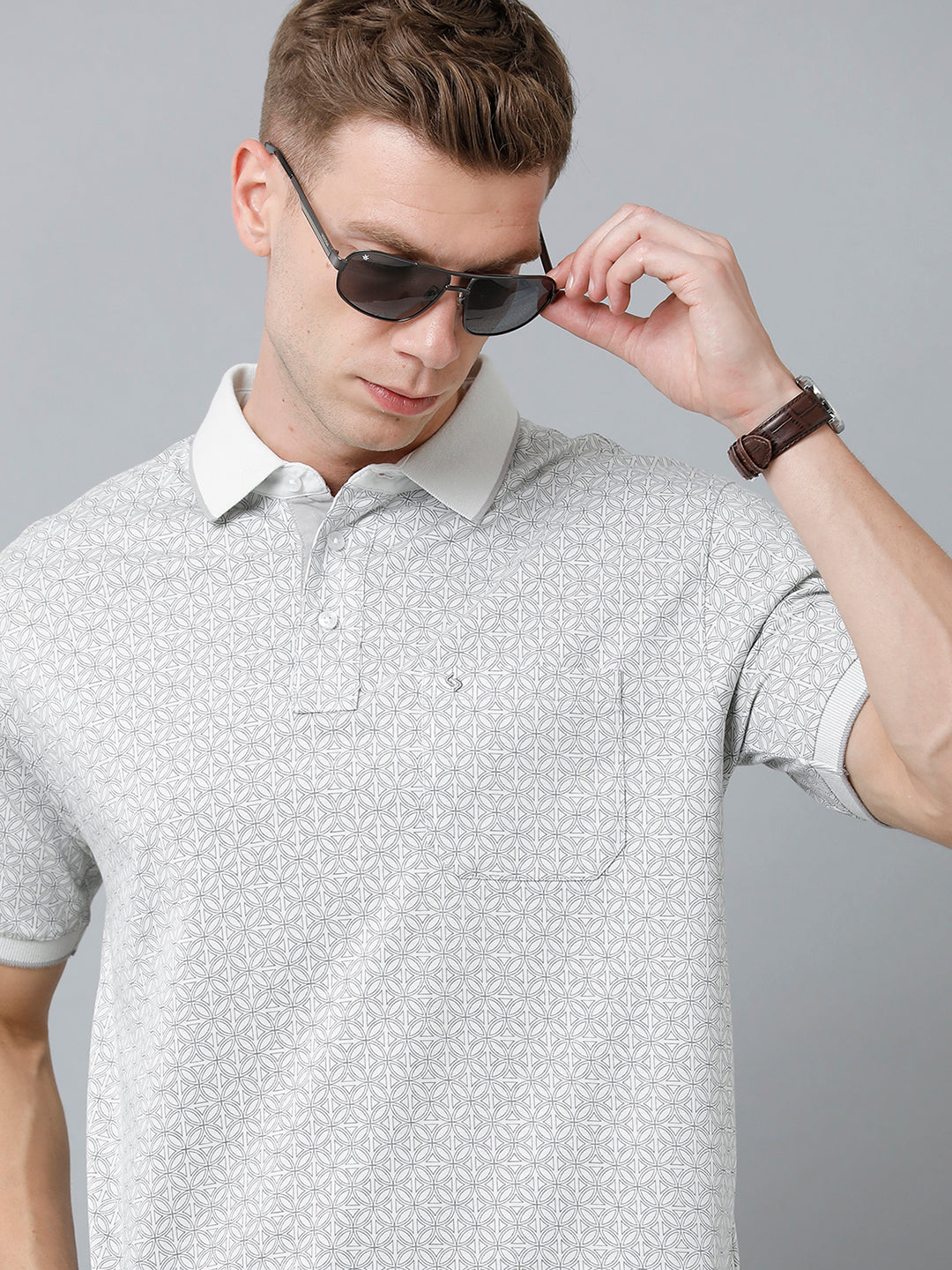 Classic Polo Men's Cotton Half Sleeve Printed Authentic Fit Polo Neck Grey Color T-Shirt | Carve Polo - 02 A