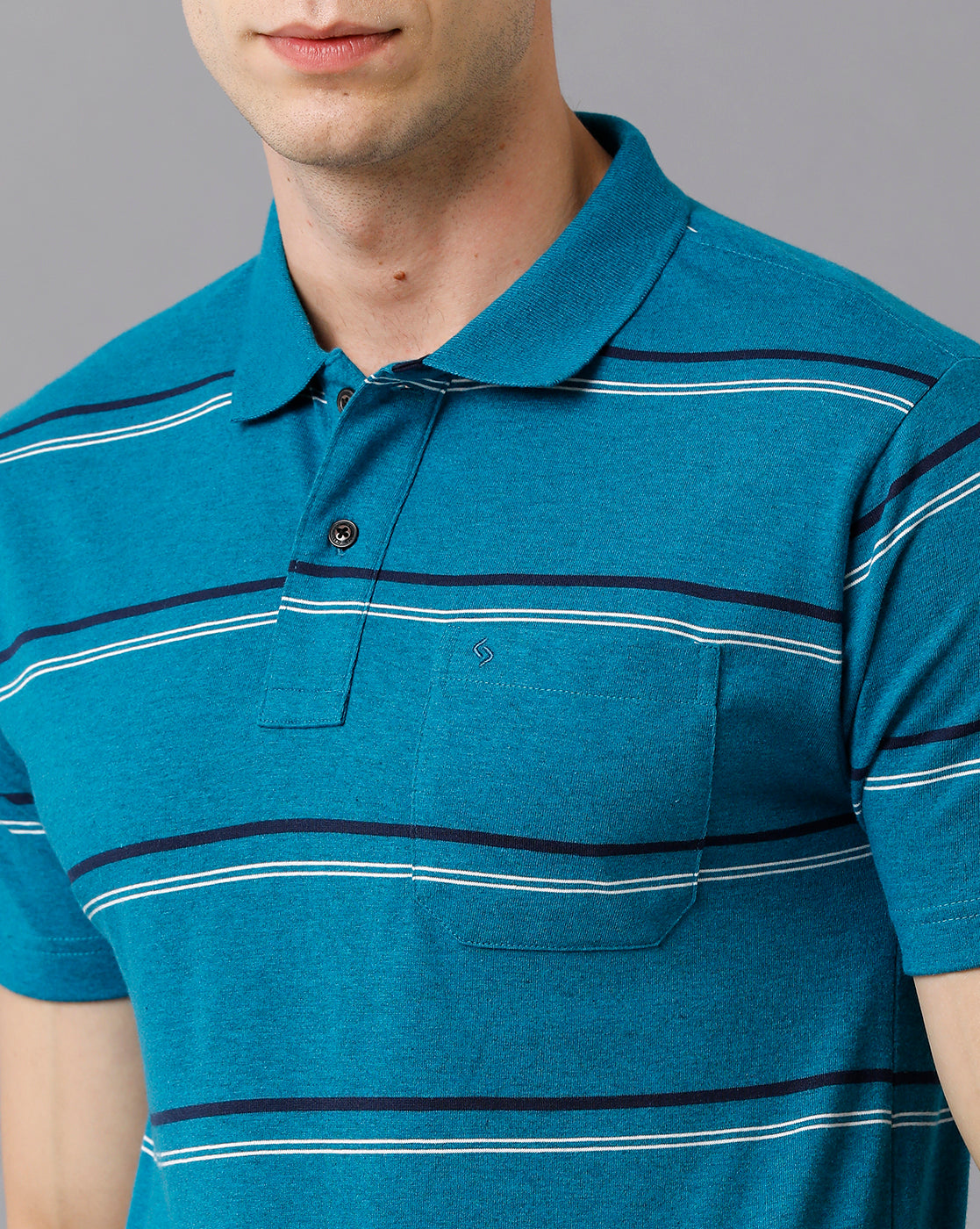Classic Polo Men's Cotton Blend Striped Authentic Fit Blue T-Shirt | Avon - 499 B