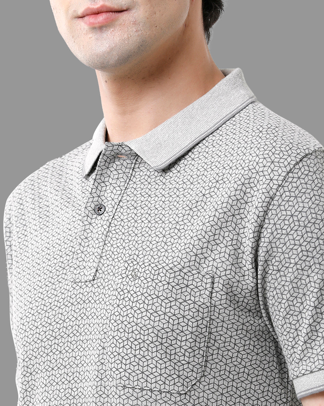 Classic Polo Mens Cotton Half Sleeve Printed Slim Fit Polo Neck Grey Color T-Shirt | Beau - 177 A