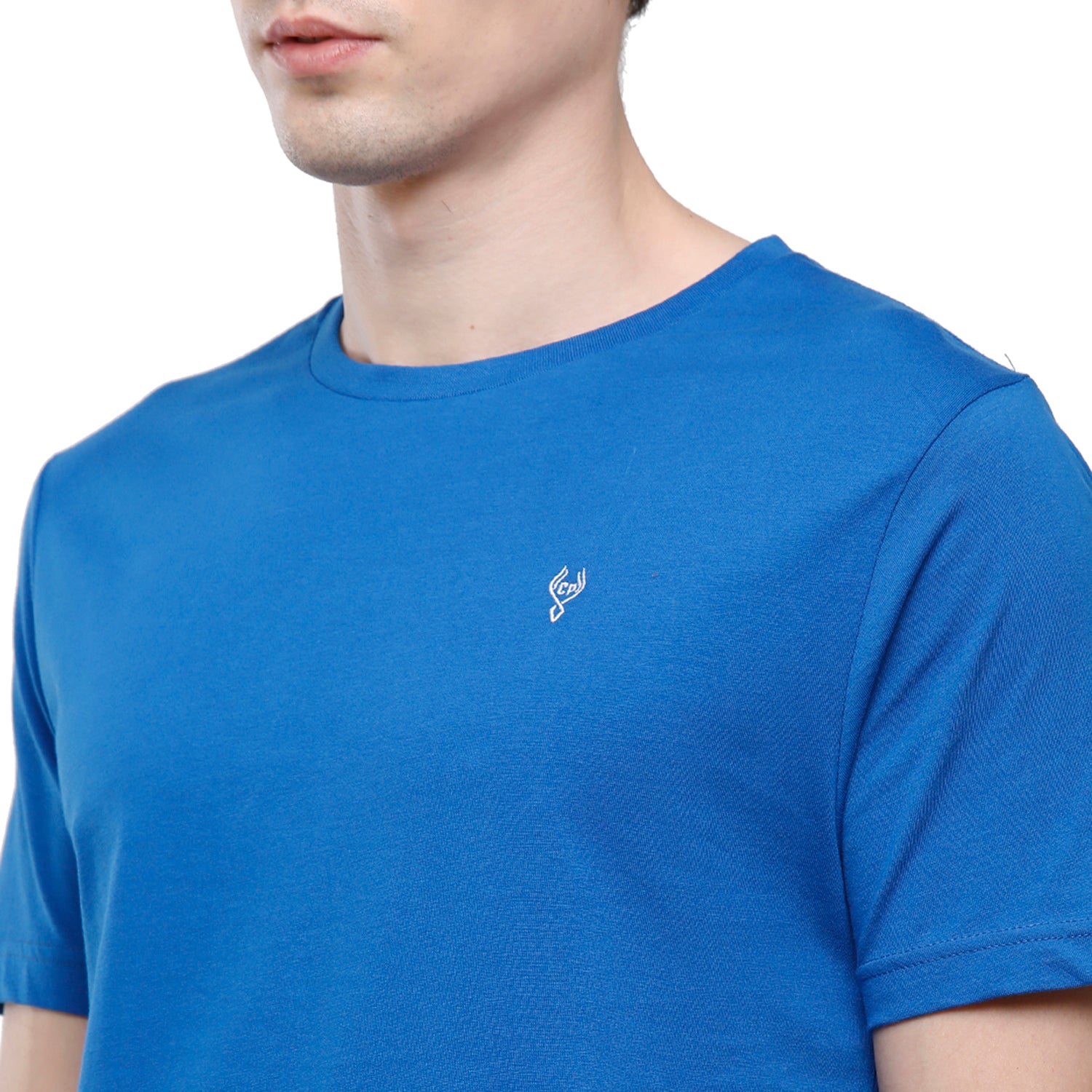Classic Polo Men's Solid Single Jersey Blue Half Sleeve Slim Fit T-Shirt - Kore-06 T-shirt Classic Polo 