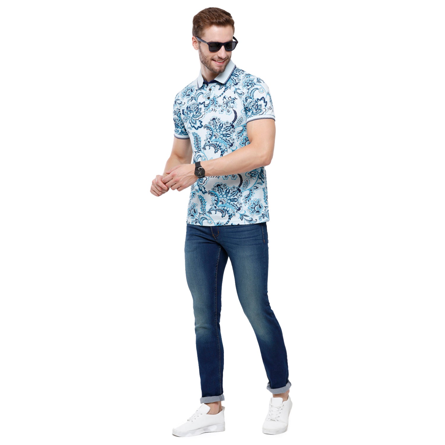Swiss Club Mens Printed Slim Fit Half Sleeve Polo Neck T-Shirt (STAG - 208 B SF P) T-shirt Swiss Club 