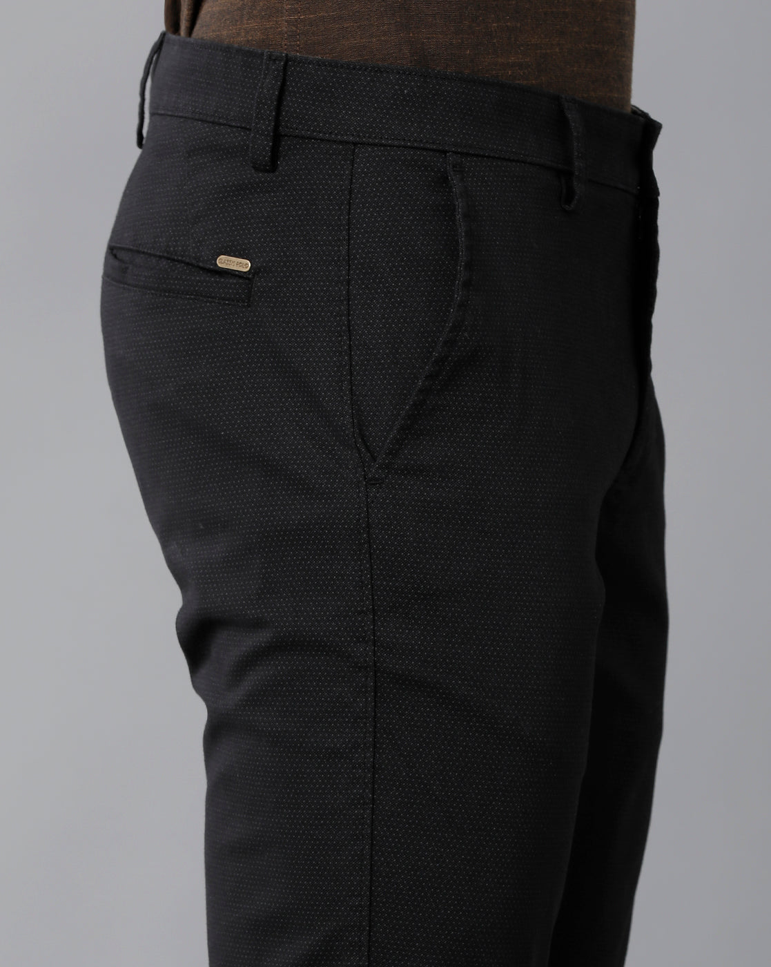 Classic Polo Men's 100% Cotton Moderate Fit Solid Black Color Trouser | TO1-33 D-BLK