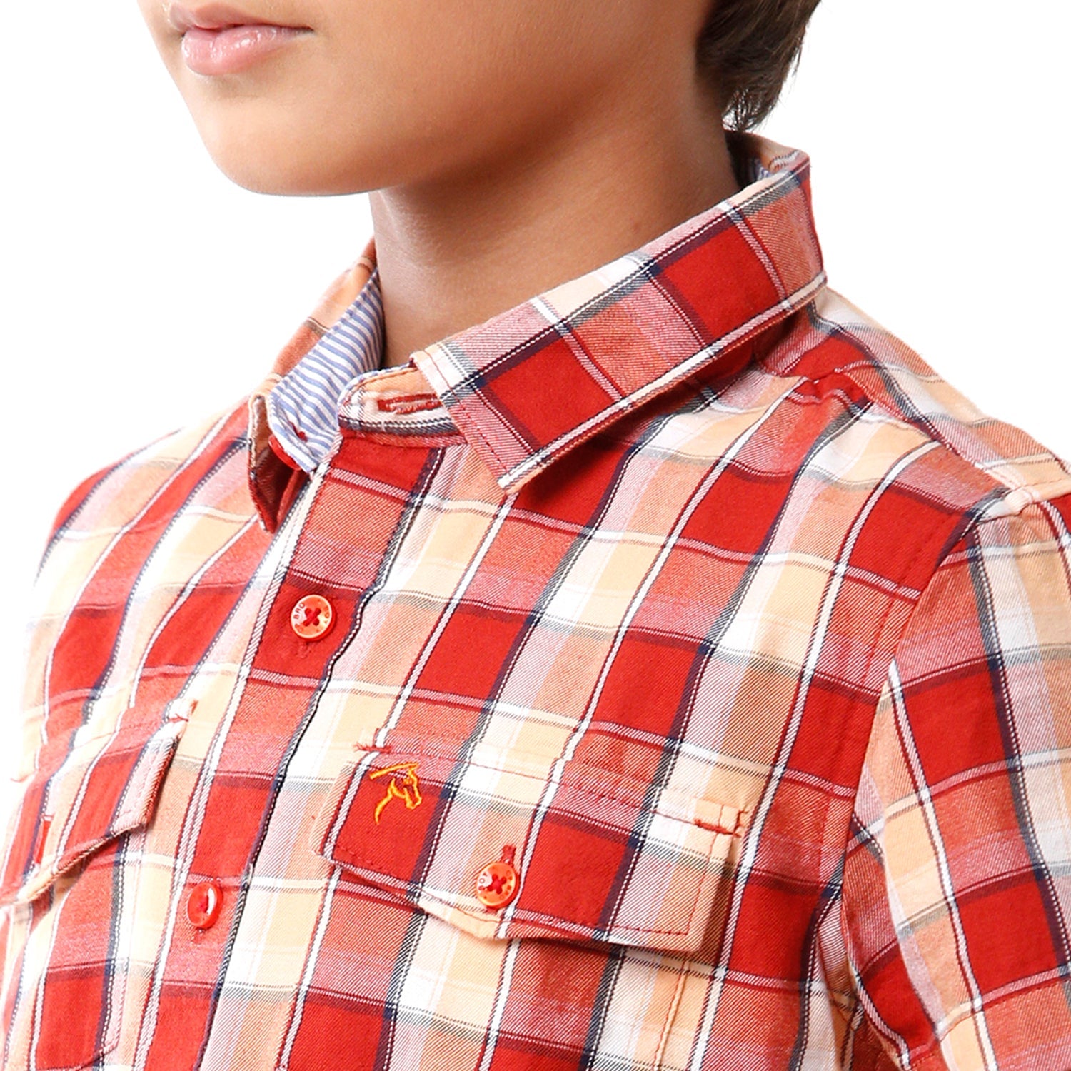 Classic Polo Bro Boys Checked Half Sleeve Slim Fit Red Color Shirt - BBSH S1 15C Shirts Classic Polo 