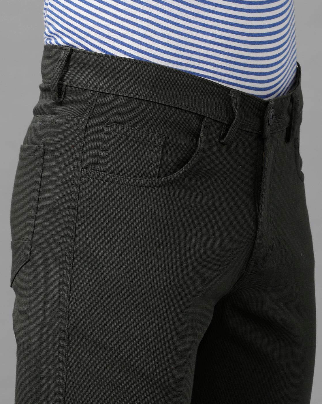 CP BRO Men's Cotton Solid Slim Fit Olive Color Trousers | Tbn2 14 C