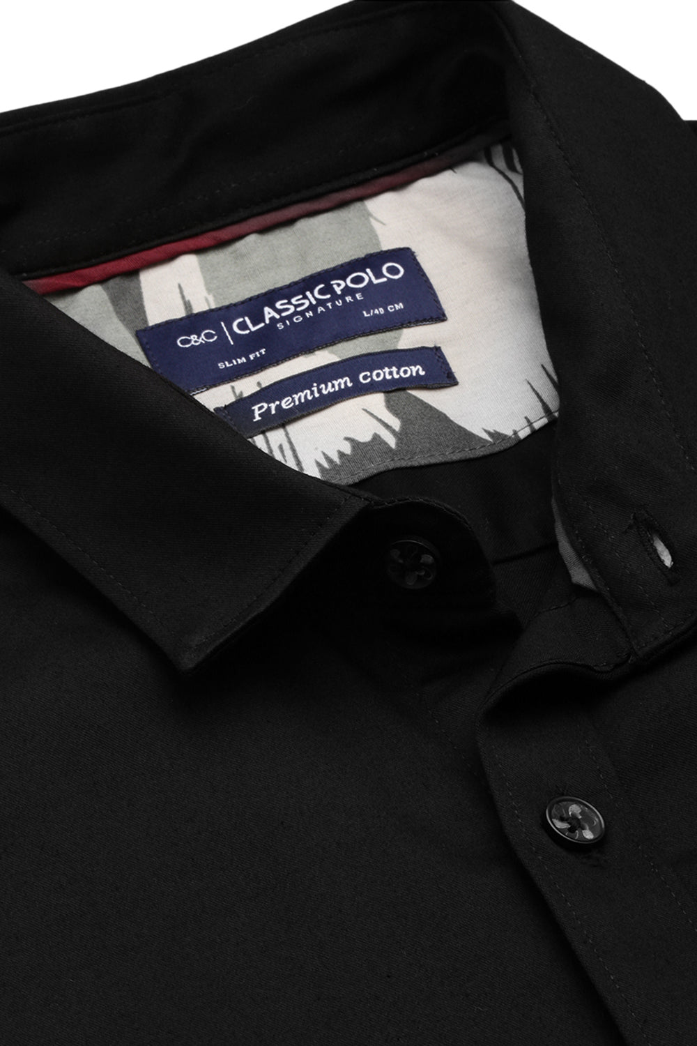 Classic Polo Men's Cotton Full Sleeve Solid Slim Fit Polo Neck Black Color Woven Shirt | So1-38 D