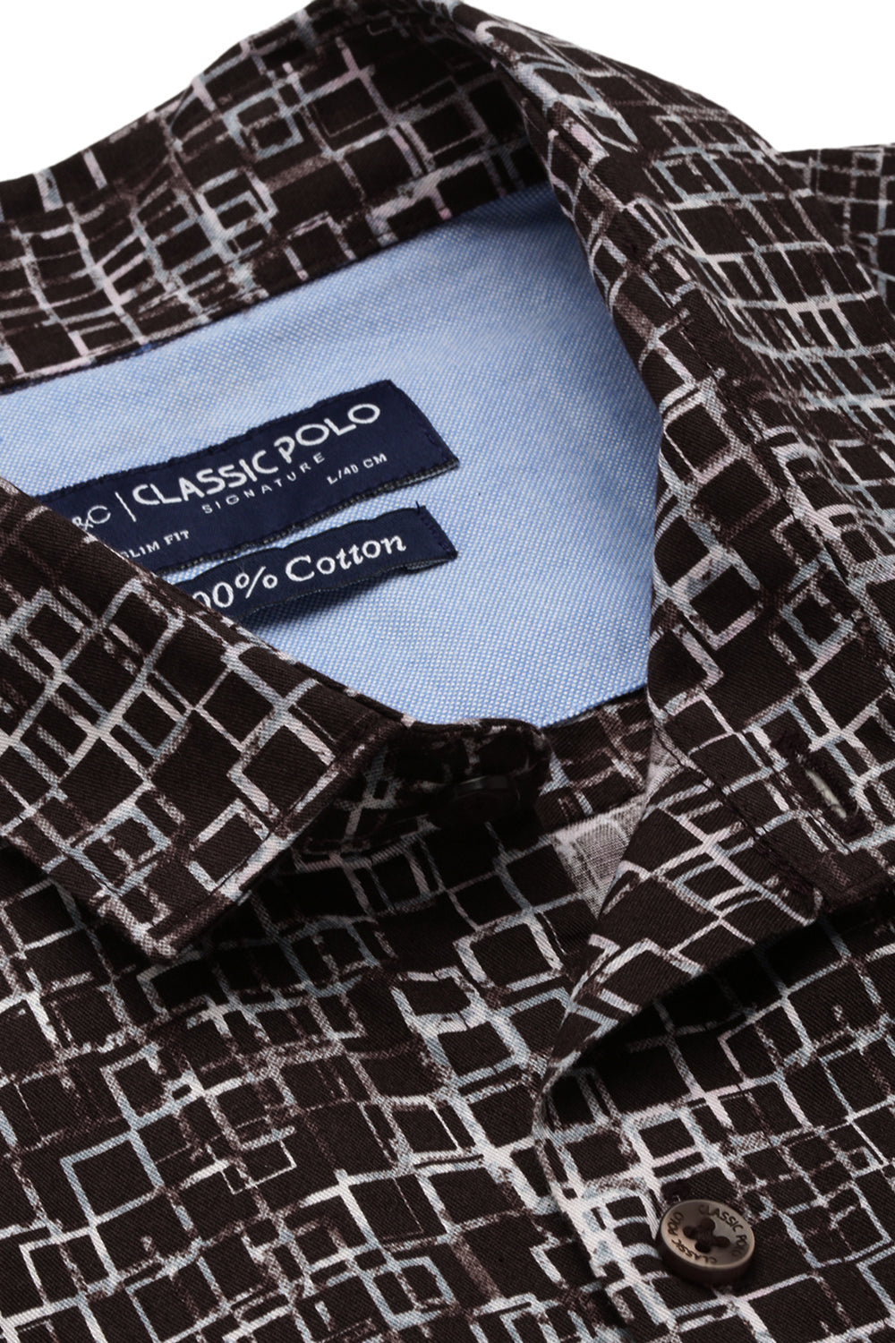 Classic Polo Men's Cotton Half Sleeve Printed Slim Fit Polo Neck Maroon Color Woven Shirt | So1-05 A