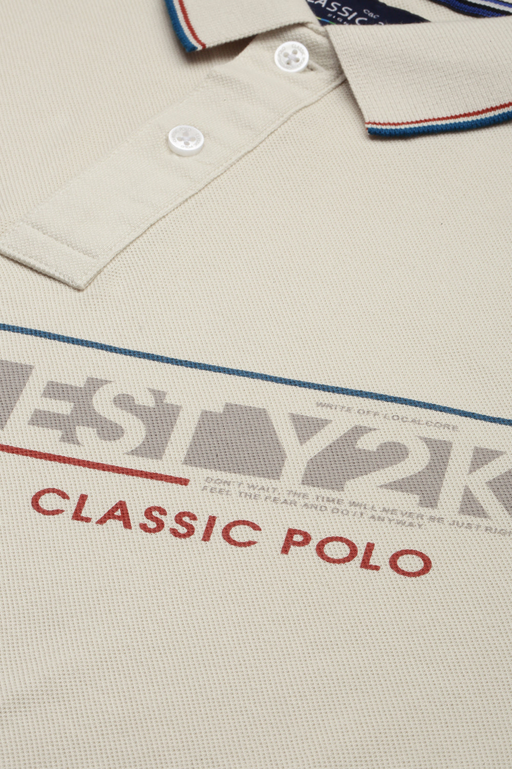 Classic Polo Men's Cotton Half Sleeve Printed Slim Fit Polo Neck Cream Color T-Shirt | Vivid Polo - 08 A