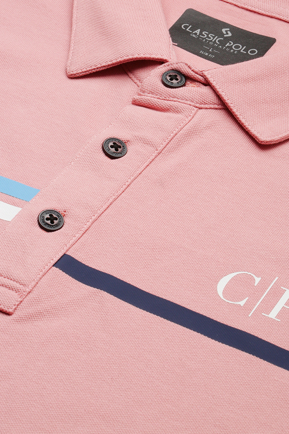 Classic Polo Men's Cotton Half Sleeve Printed Slim Fit Polo Neck Pink Color T-Shirt | Unico - 100 B