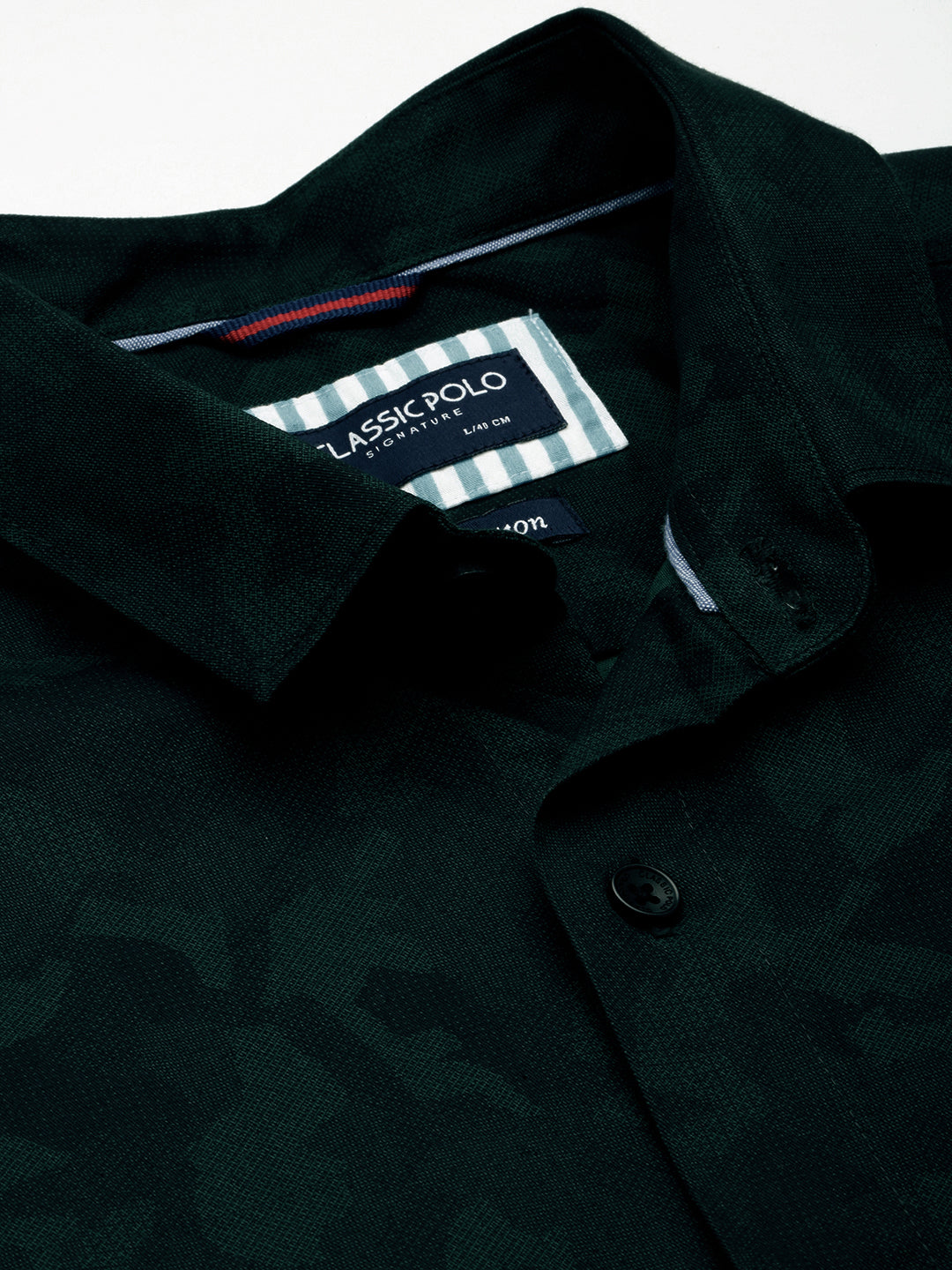 Classic Polo Men's Cotton Half Sleeve Printed Slim Fit Collar Neck Navy Color Woven Shirt | So1-11 A