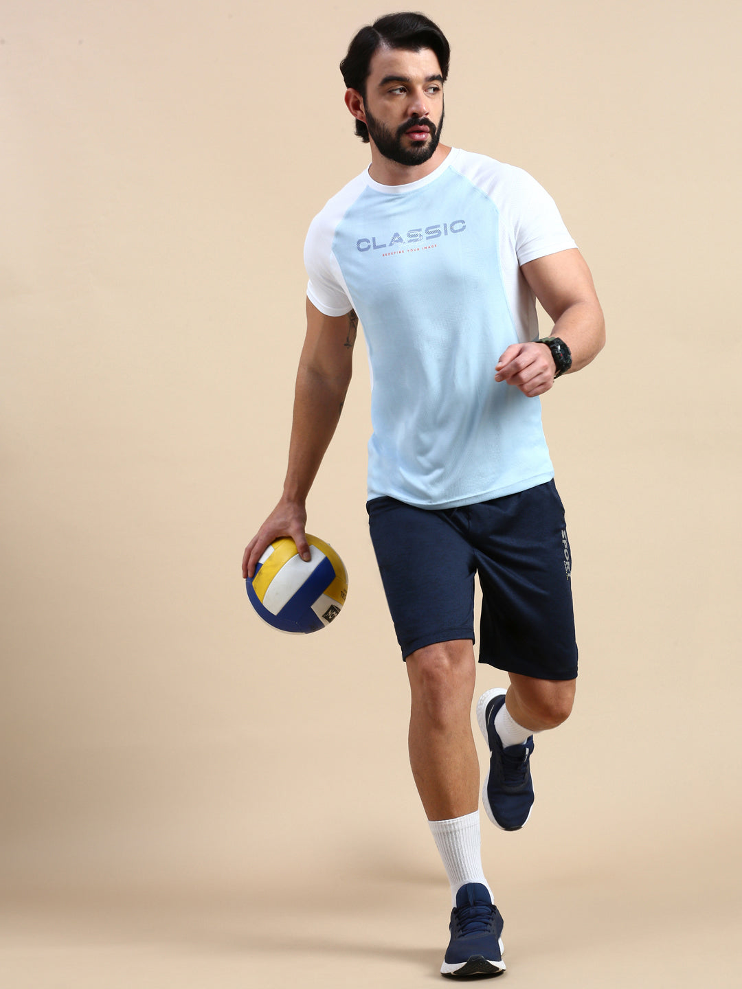 Classic Polo Men's Bottom Polyester Navy Blue Slim Fit Active Wear Shorts | VITA-SH-NAVY