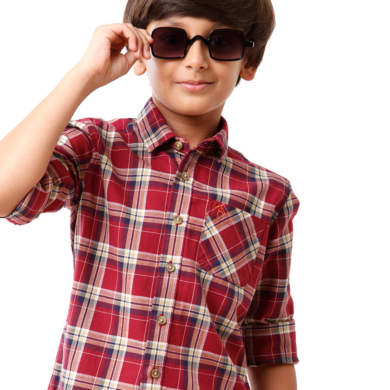 Classic Polo Bro Boys Checked Full Sleeve Slim Fit Desire Red Color Shirt - BBSH S2 26 A Shirts Classic Polo 