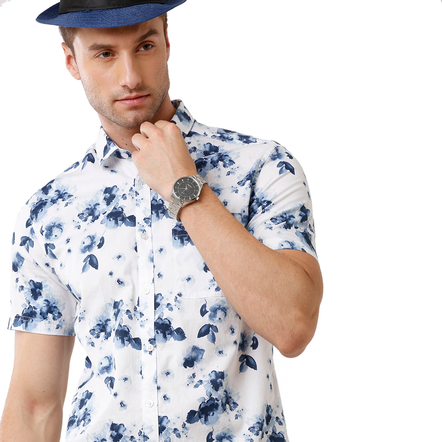 Swiss Club Mens Printed Slim Fit White Color Woven Shirt - SC 111 A Shirts Swiss Club 