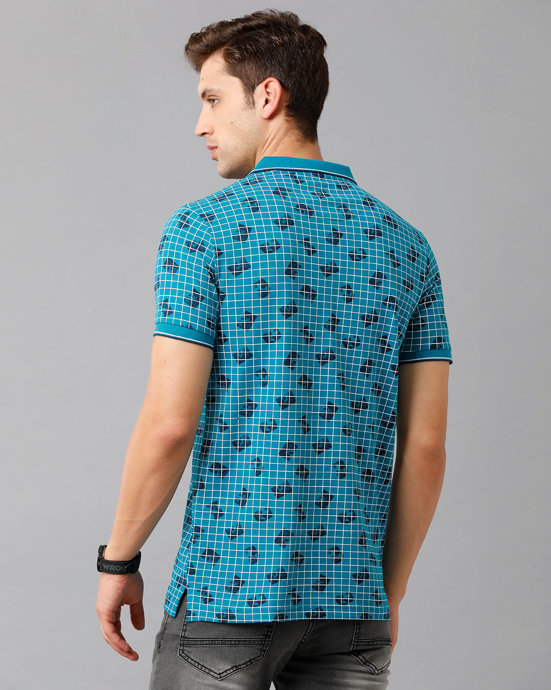 Classic Polo Mens Cotton Printed Half Sleeve Slim Fit Polo Neck Blue Color T-Shirt | Beau 182 A
