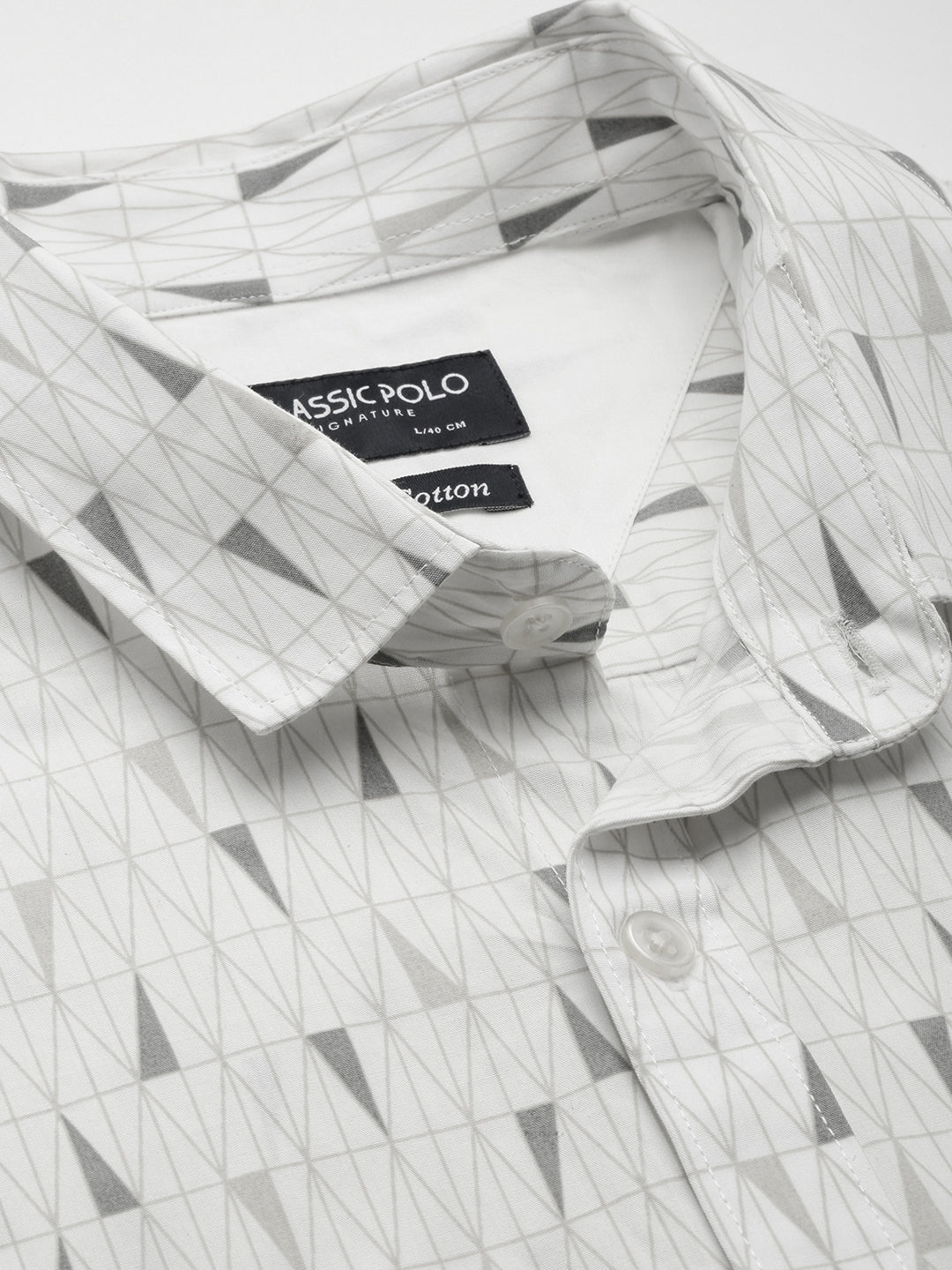 Classic Polo Men's Cotton Half Sleeve Printed Slim Fit Collar Neck White Color Woven Shirt | So1-150 A