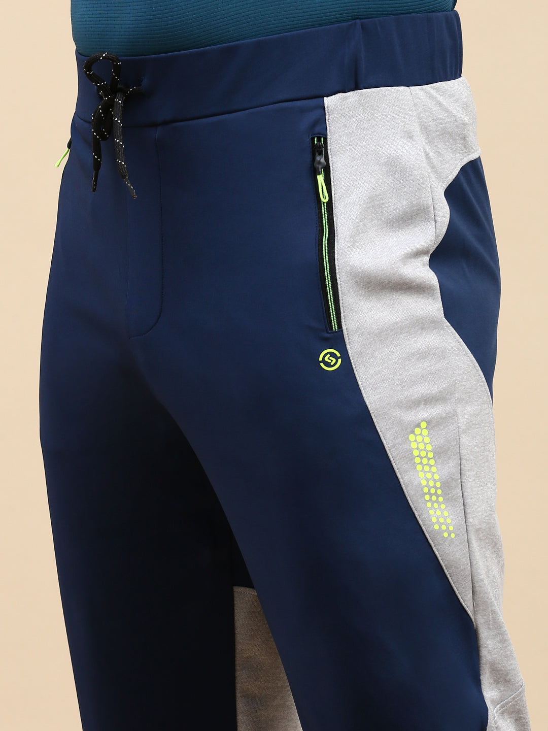 Classic Polo Men's Polyster Navy Blue/Grey Slim Fit Active Wear Trackpant