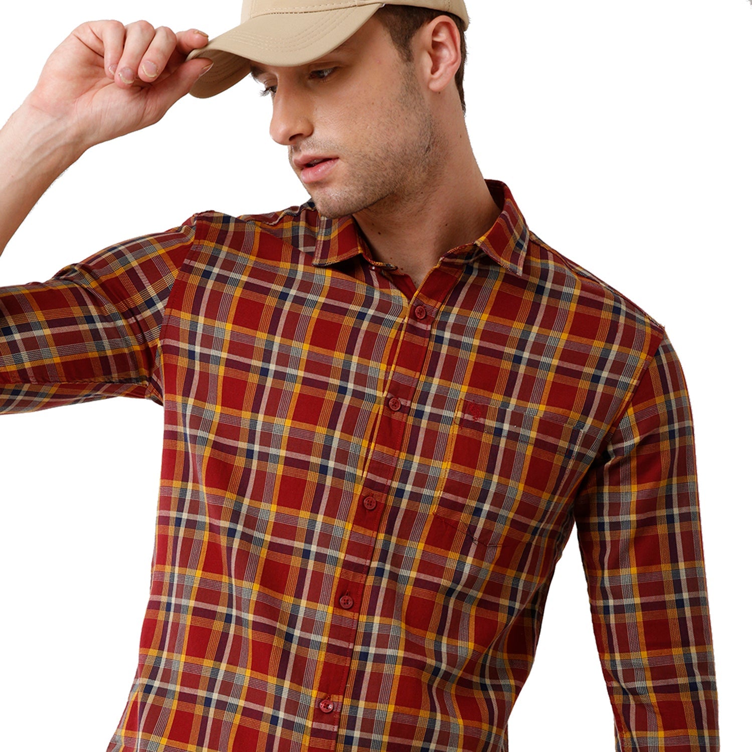 Swiss Club Men's Checked Full Sleeve Slim Fit Multicolor Woven Shirt -SC 117 A Swiss Club 