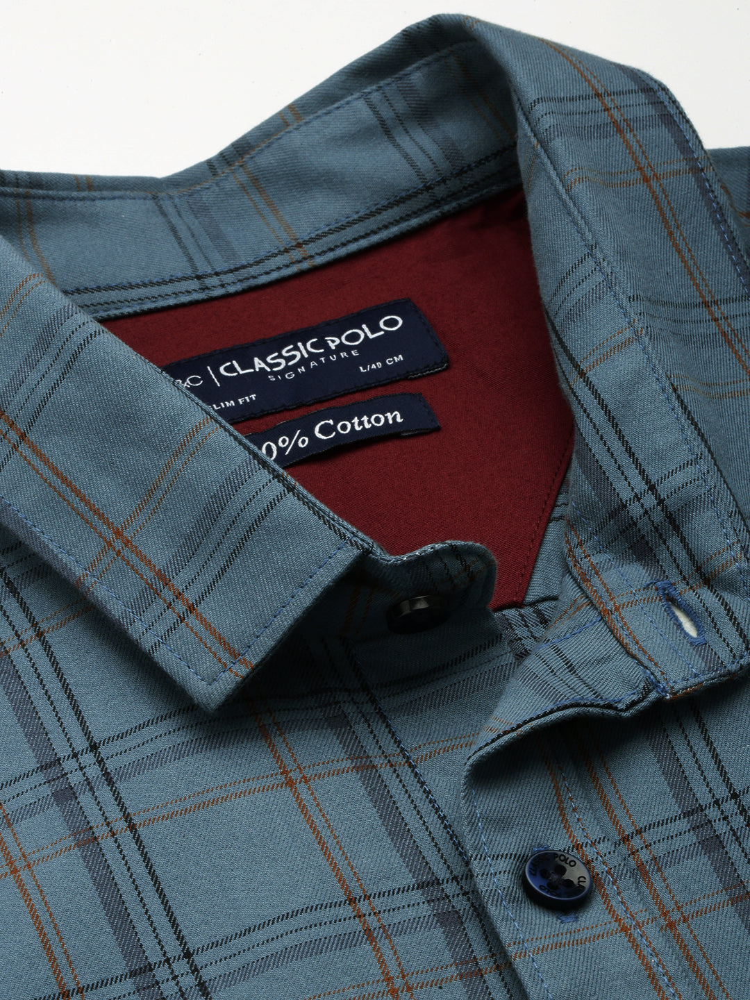 Classic Polo Men's Cotton Half Sleeve Checked Slim Fit Collar Neck Grey Color Woven Shirt | So1-96 C