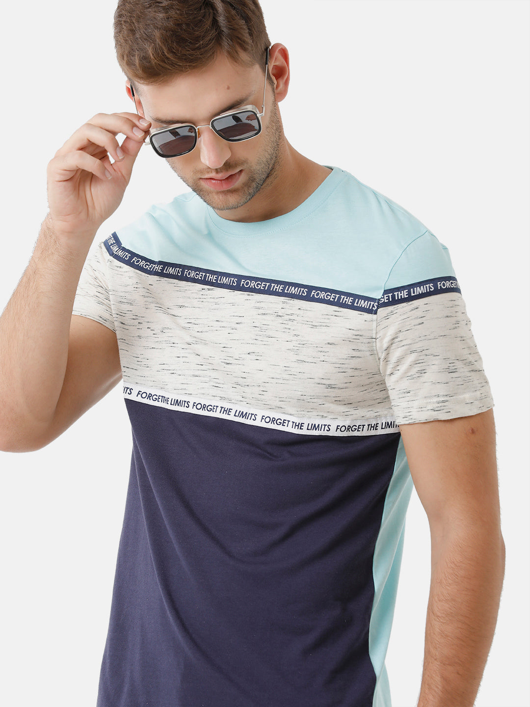 CP BRO Men's Cotton Half Sleeve Color Block Slim Fit Round Neck Multicolor T-Shirt | Brcn 469 B