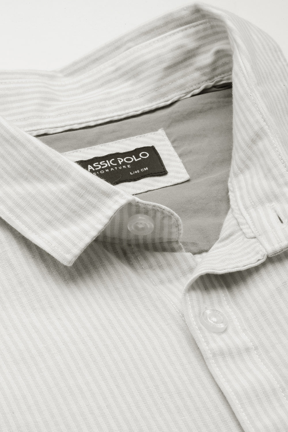 Classic Polo Men's Cotton Half Sleeve Striped Slim Fit Polo Neck White Color Woven Shirt | So1-138 A