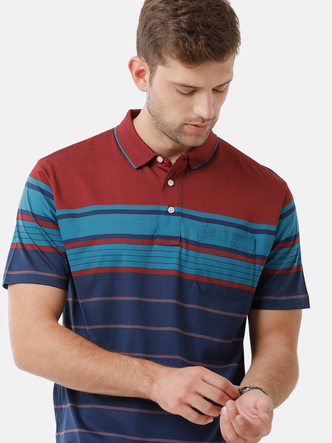 Classic Polo Mens Cotton Striped Half Sleeve Authentic Fit Polo Neck Multicolor T-Shirt | Ultimo 280 A