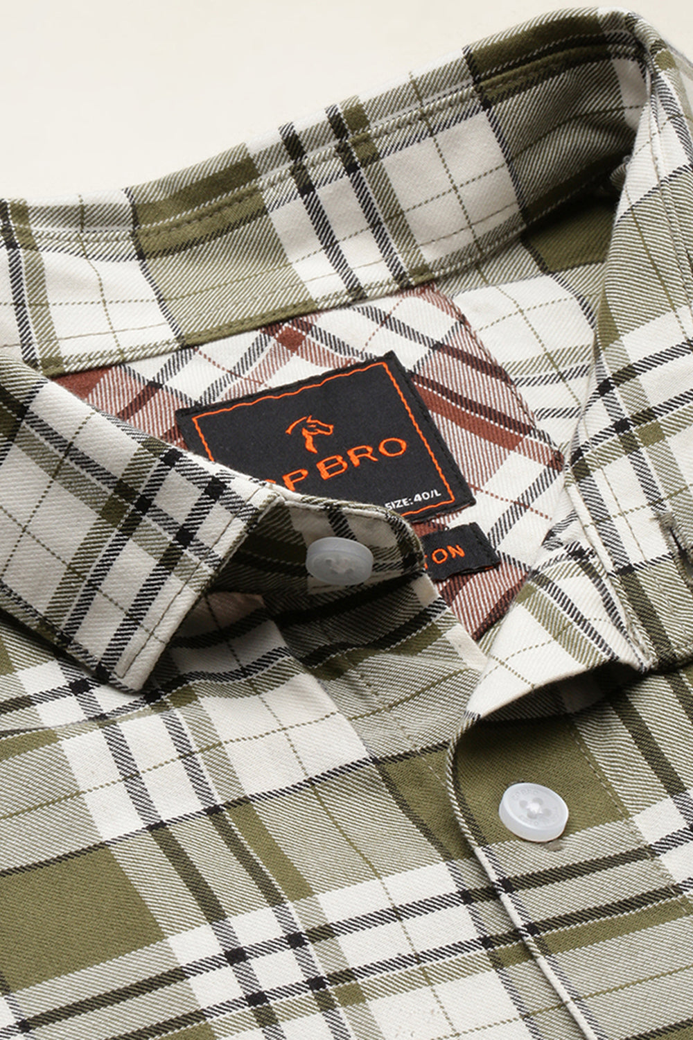 CP BRO Men's Cotton Full Sleeve Checked Slim Fit Collar Neck Green Color Woven Shirt | Sbo1-05 B