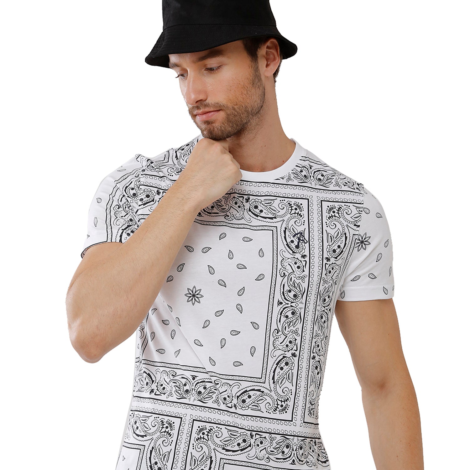 Classic Polo Bro Mens 100% Cotton Printed Half Sleeve Slim Fit Crew Neck White Color T-Shirt (BRCN - 473 B SF C) Classic Polo 