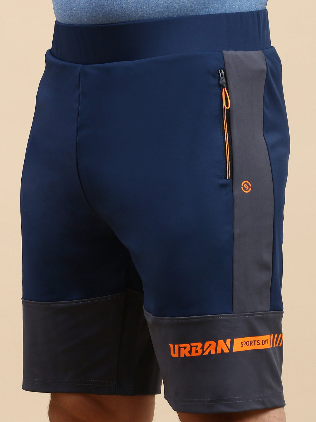 Classic Polo Men's Polyster Navy/Grey Slim Fit Active Wear Shorts