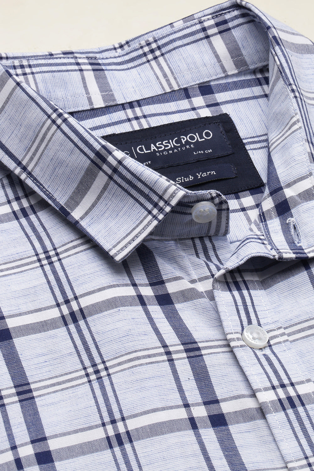 Classic Polo Men's Cotton Full Sleeve Checked Slim Fit Collar Neck Blue Color Woven Shirt | So1-79 A