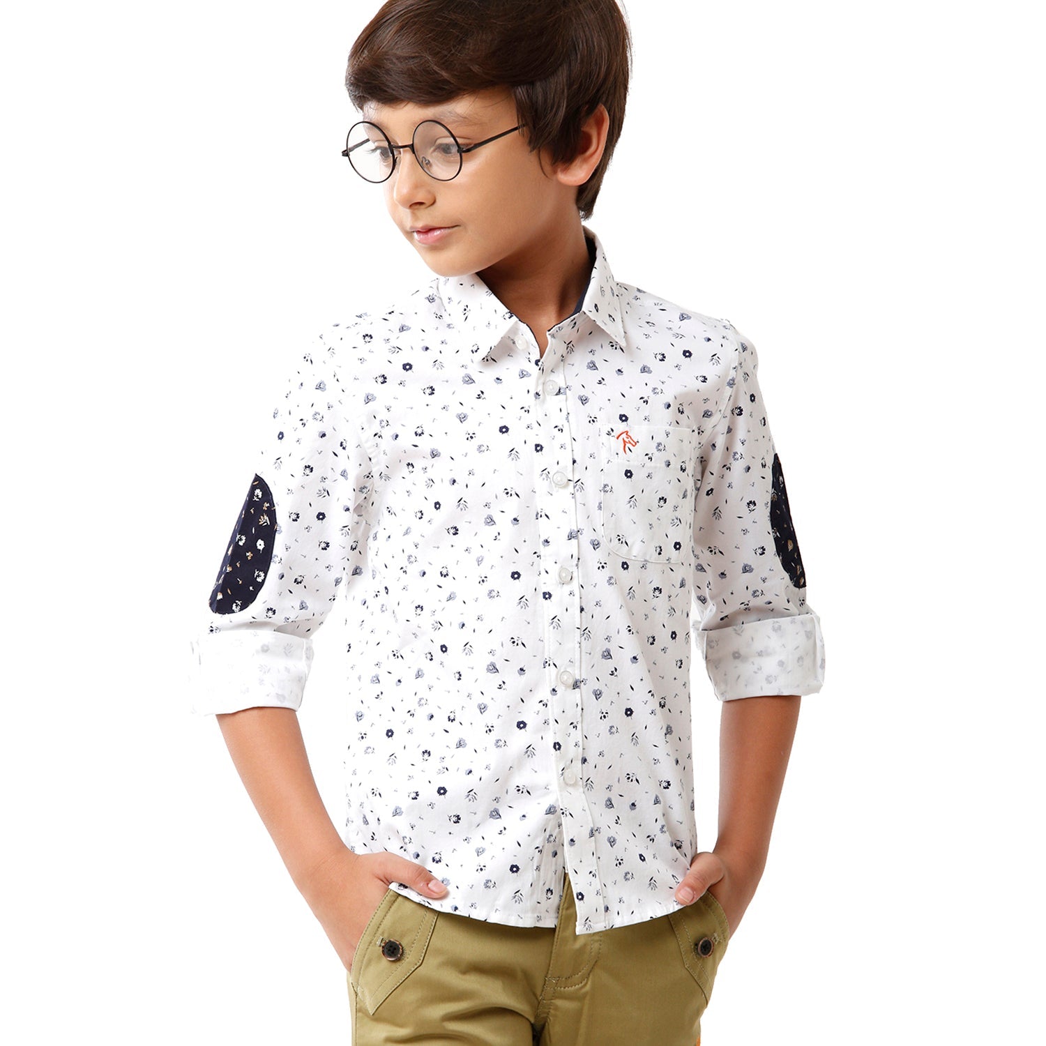 Classic Polo Bro Boys Printed Full Sleeve Slim Fit White Color Shirt - BBSH S2 06 A Shirts Classic Polo 