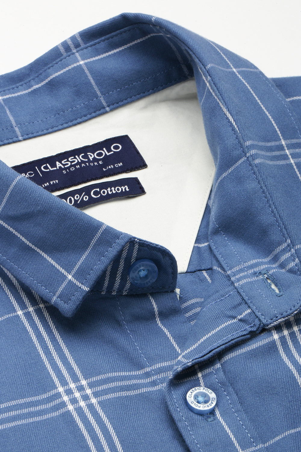 Classic Polo Men's Cotton Half Sleeve Checked Slim Fit Polo Neck Blue Color Woven Shirt | So1-92 B