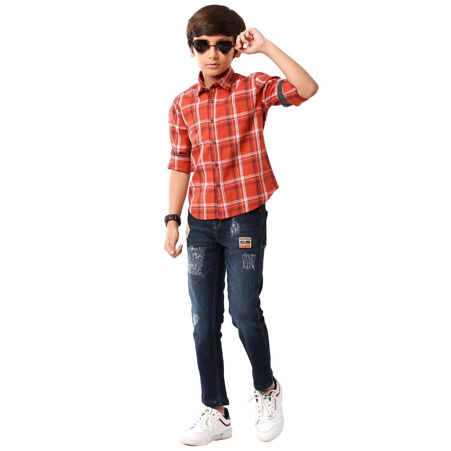 Classic Polo Bro Boys Checked Full Sleeve Slim Fit Red Color Shirt - BBSH S2 25 A Shirts Classic Polo 
