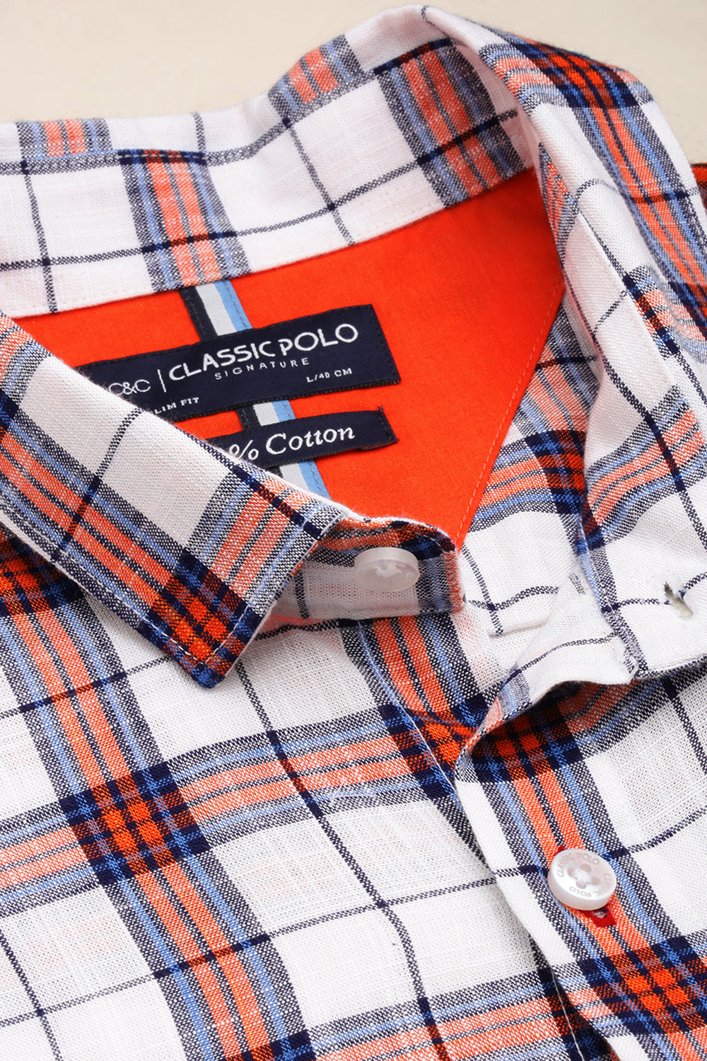Classic Polo Men's Cotton Full Sleeve Checked Slim Fit Polo Neck Multicolur Woven Shirt | So1-81 B