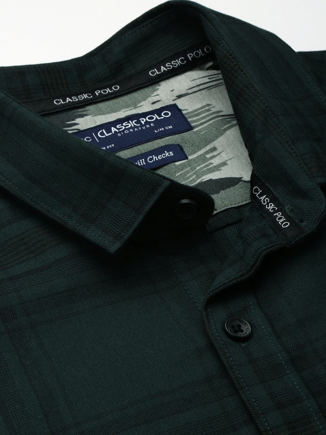 Classic Polo Men's Cotton Full Sleeve Checked Slim Fit Polo Neck Black Color Woven Shirt | So1-99 B