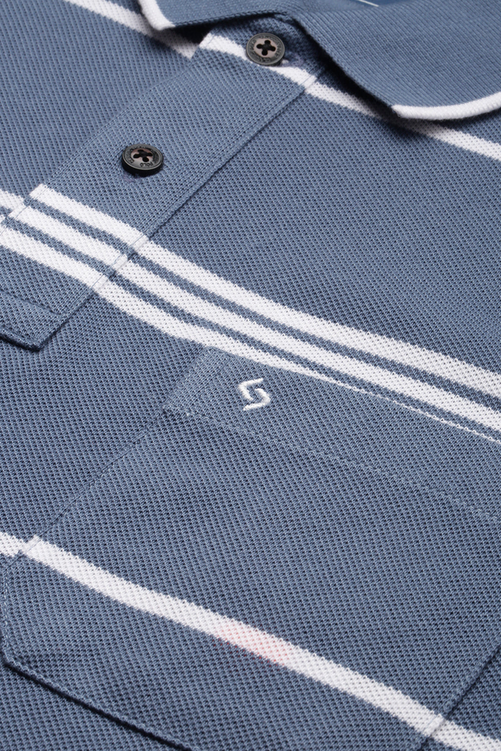 Classic Polo Men's Cotton Blend Half Sleeve Striped Slim Fit Polo Neck Blue Color T-Shirt | Adore - 201 B