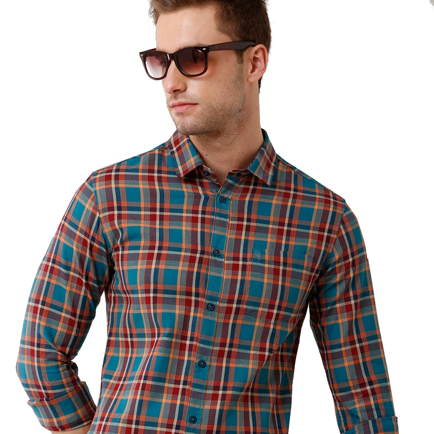 Swiss Club Mens Checked Full Sleeve Slim Fit Red & Blue Woven Shirt -SC 117 B Shirts Swiss Club 
