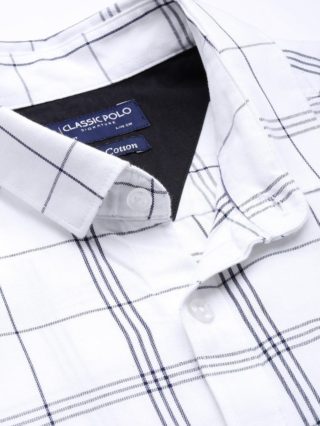 Classic Polo Men's Cotton Half Sleeve Checked Slim Fit Collar Neck White Color Woven Shirt | So1-92 A
