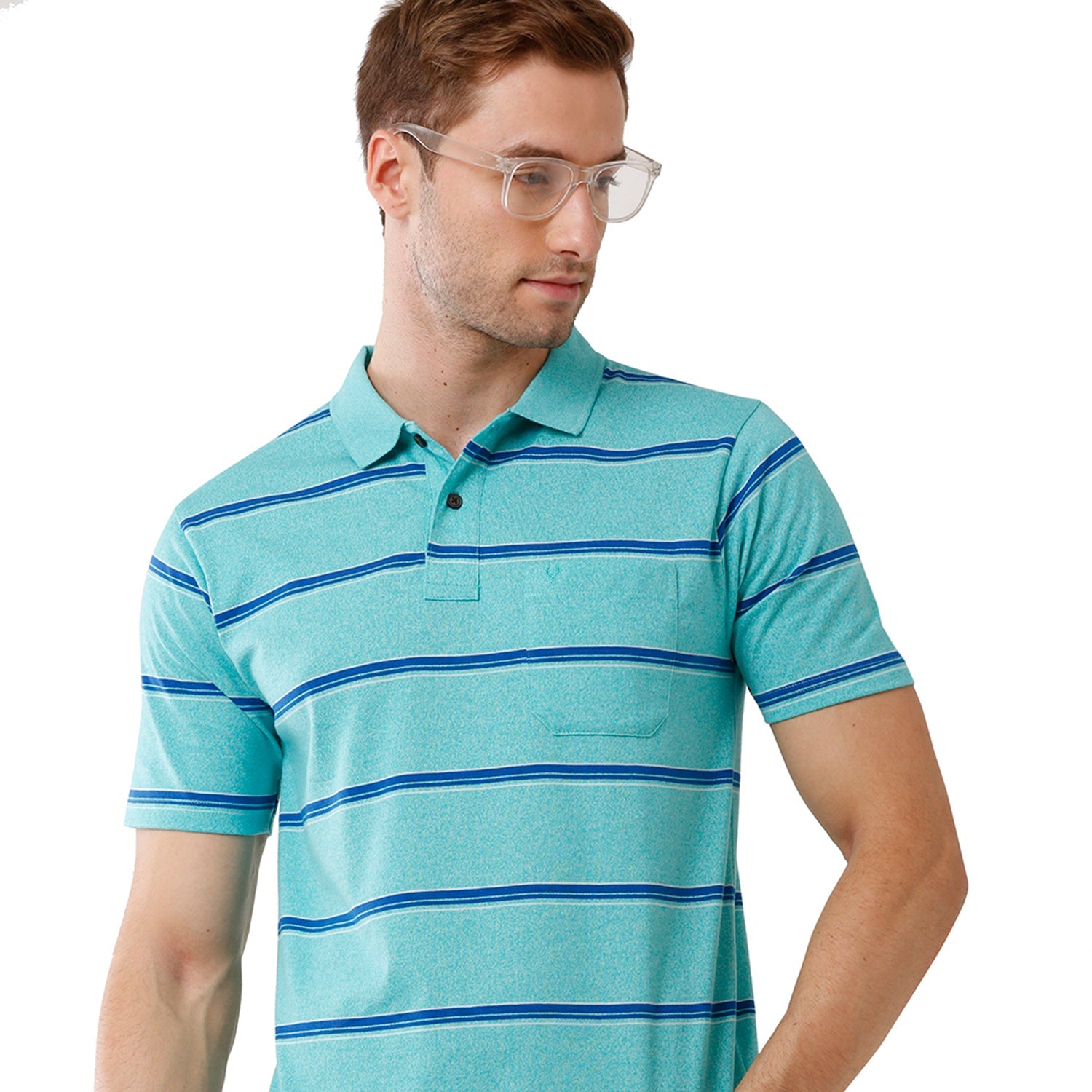 Classic Polo Mens Cotton Striped Authentic Fit Polo Neck Green Color T-Shirt - Avon 474 A T-shirt Classic Polo 