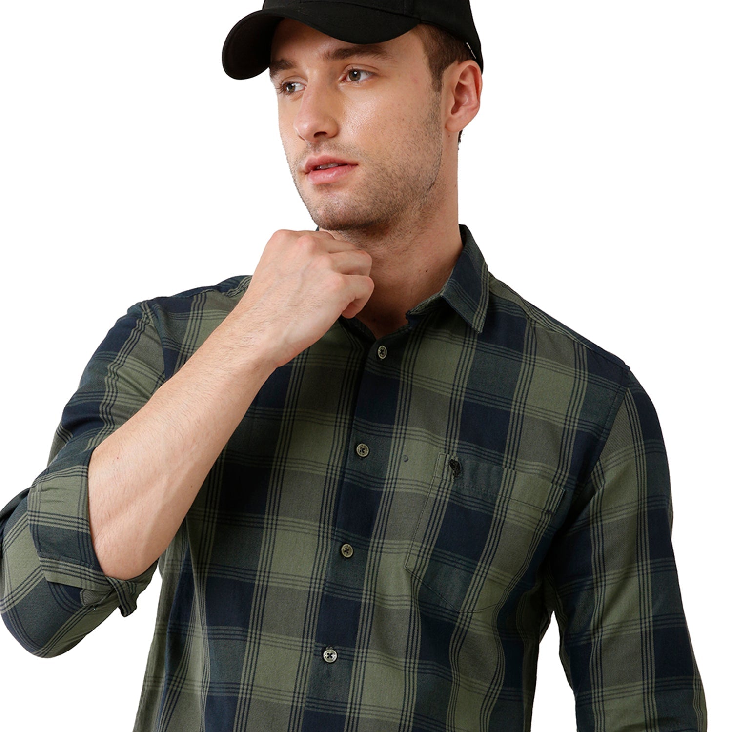Swiss Club Mens Checked Full Sleeve Slim Fit Polo Neck Multicolor Woven Shirt -SC 114 A Swiss Club 