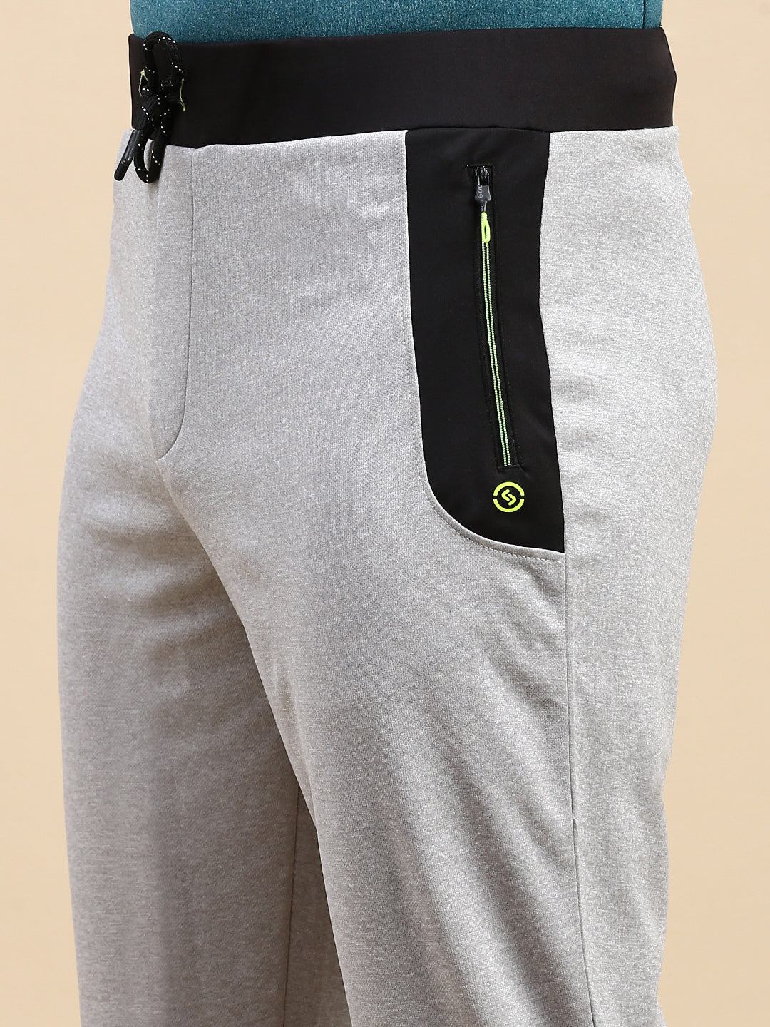 Classic Polo Men's Polyster Light Gey/Black Slim Fit Active Wear Trackpant