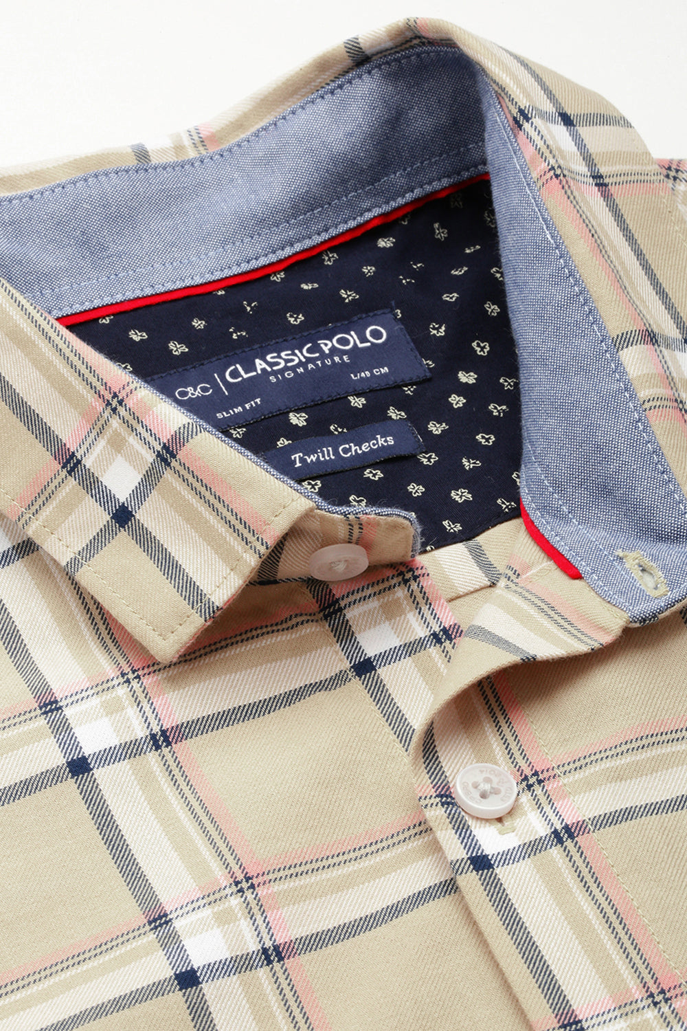 Classic Polo Men's Cotton Full Sleeve Checked Slim Fit Polo Neck Multicolur Woven Shirt | So1-20 B