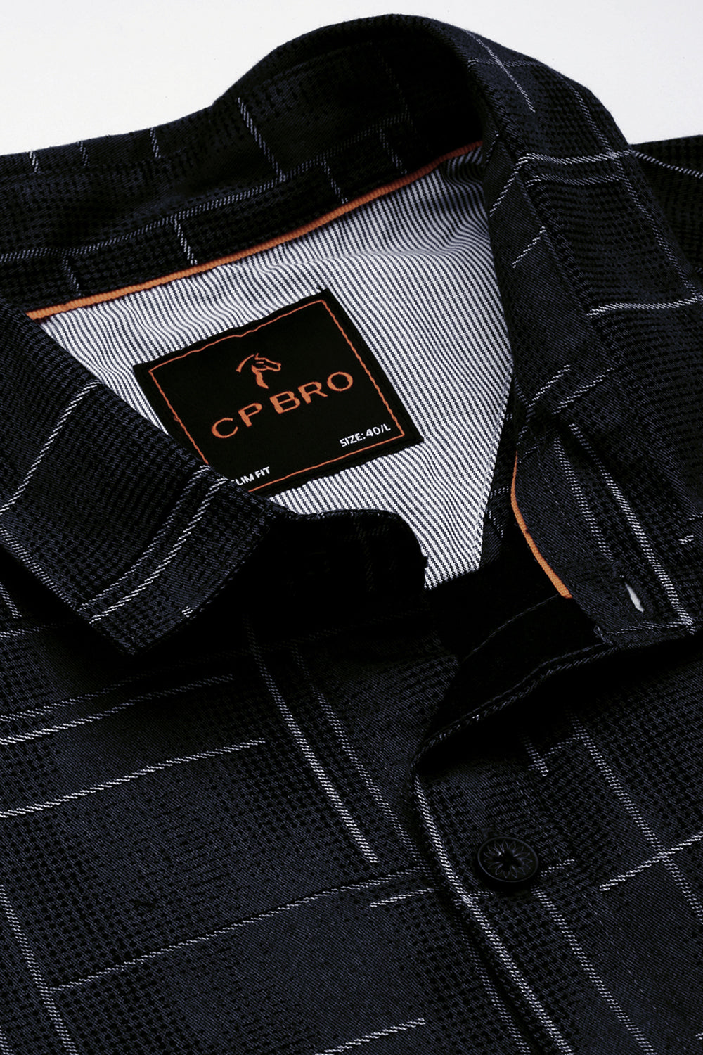 CP BRO Men's Cotton Half Sleeve Printed Slim Fit Polo Neck Black Color Woven Shirt | Sbo1-09 B