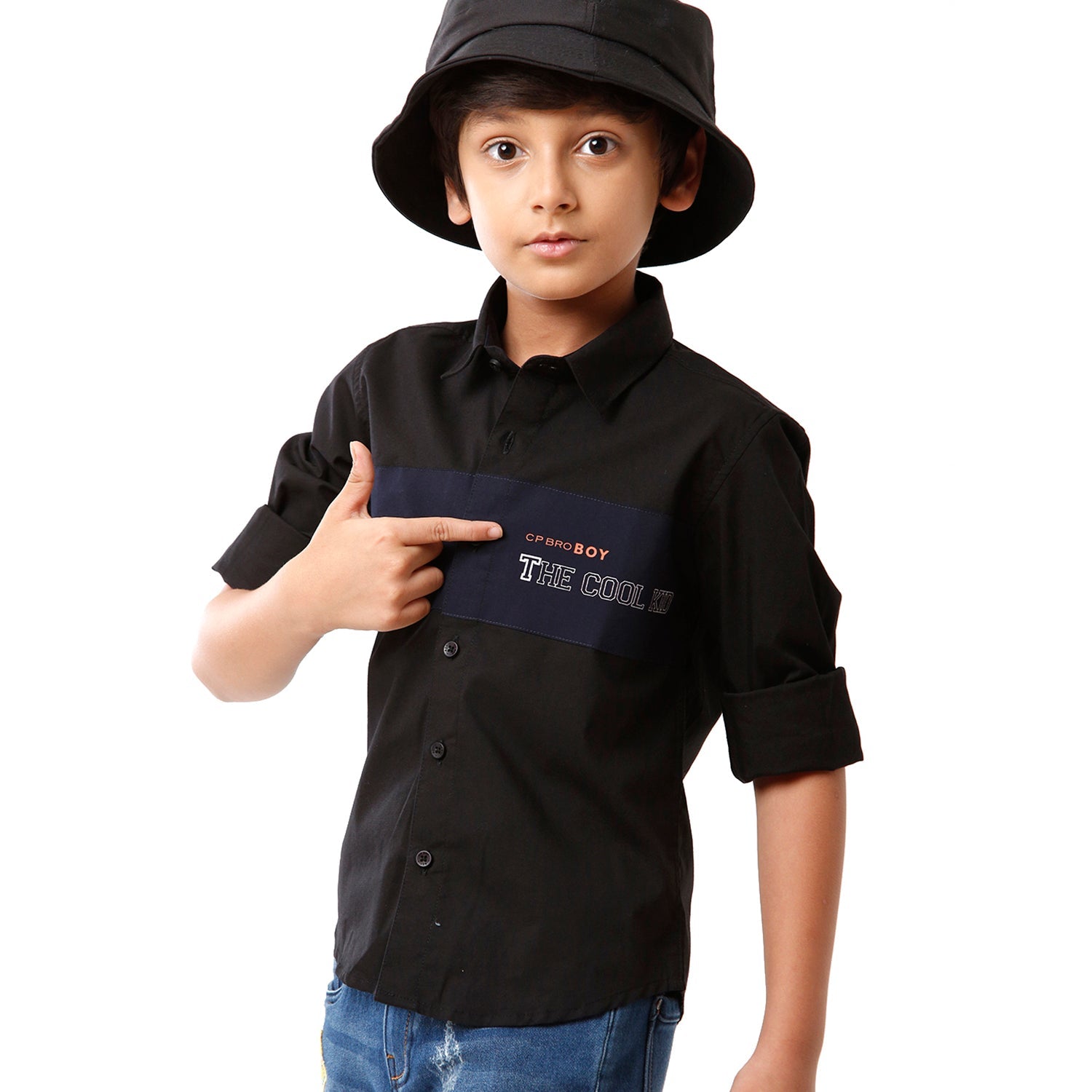 Classic Polo Bro Boys Color Block Full Sleeve Slim Fit Black Color Shirt - BBSH S2 39 K Shirts Classic Polo 
