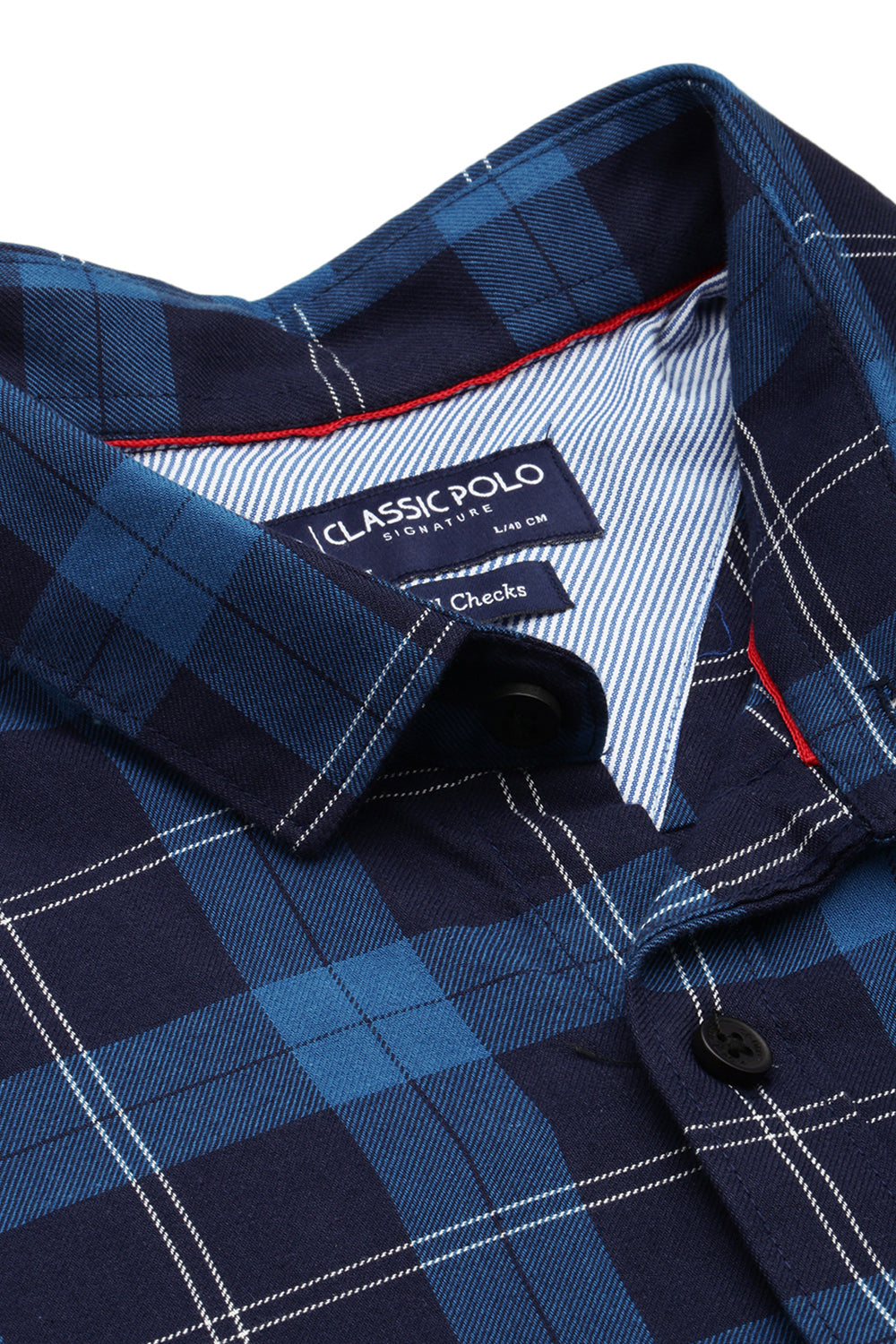 Classic Polo Men's Cotton Half Sleeve Checked Slim Fit Polo Neck Navy Color Woven Shirt | So1-06 A