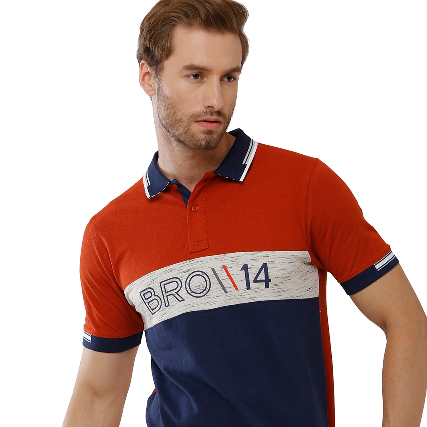 Classic Polo Bro Mens Color Block Half Sleeve Slim Fit Polo Neck Multicolor T-Shirt (BRP - 322 A SF P) T-shirt Classic Polo 
