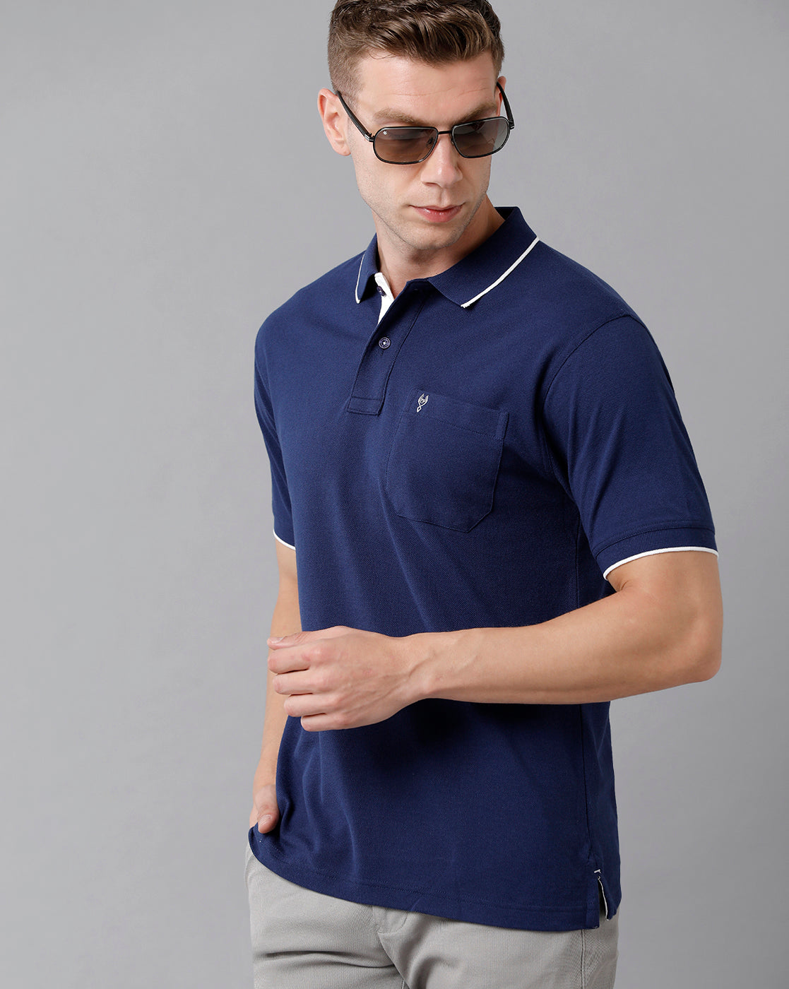 Classic Polo Men's Smart Double Pique Polo Half Sleeve Authentic Fit T-Shirt | Nova - Dark Navy
